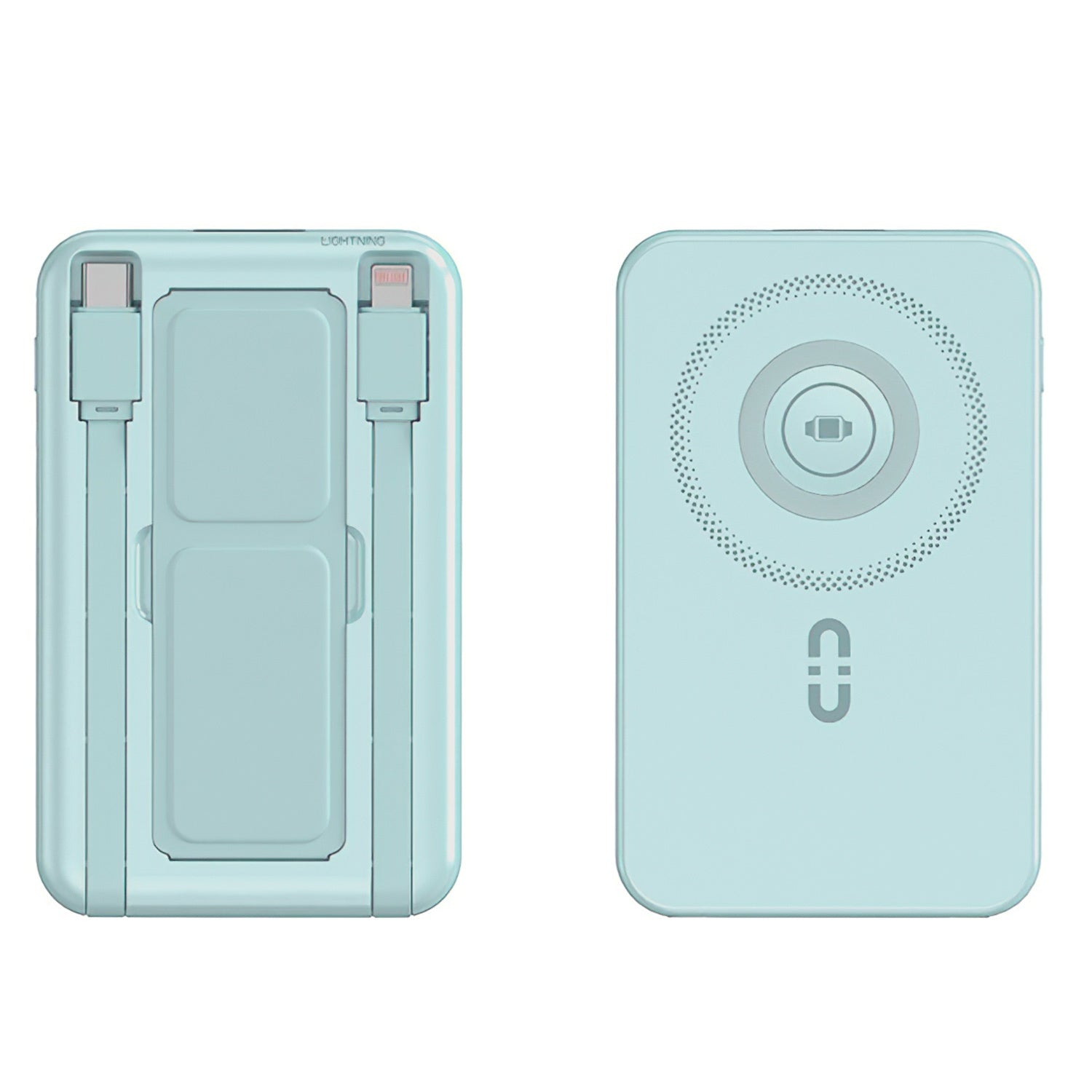 1Pc 3 In 1 10000mAh MagSafe Fast Charging Power Bank PD20W Portable Charger With 2 Built In Cables Stand Fit For IOS Phone 16 15 13 Series And More